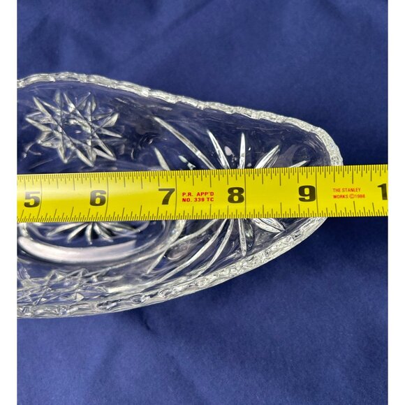 Vintage Crystal Cut Glass Starburst Design Decorative Bowl 9.5”x4” Center Piece - Picture 3 of 8